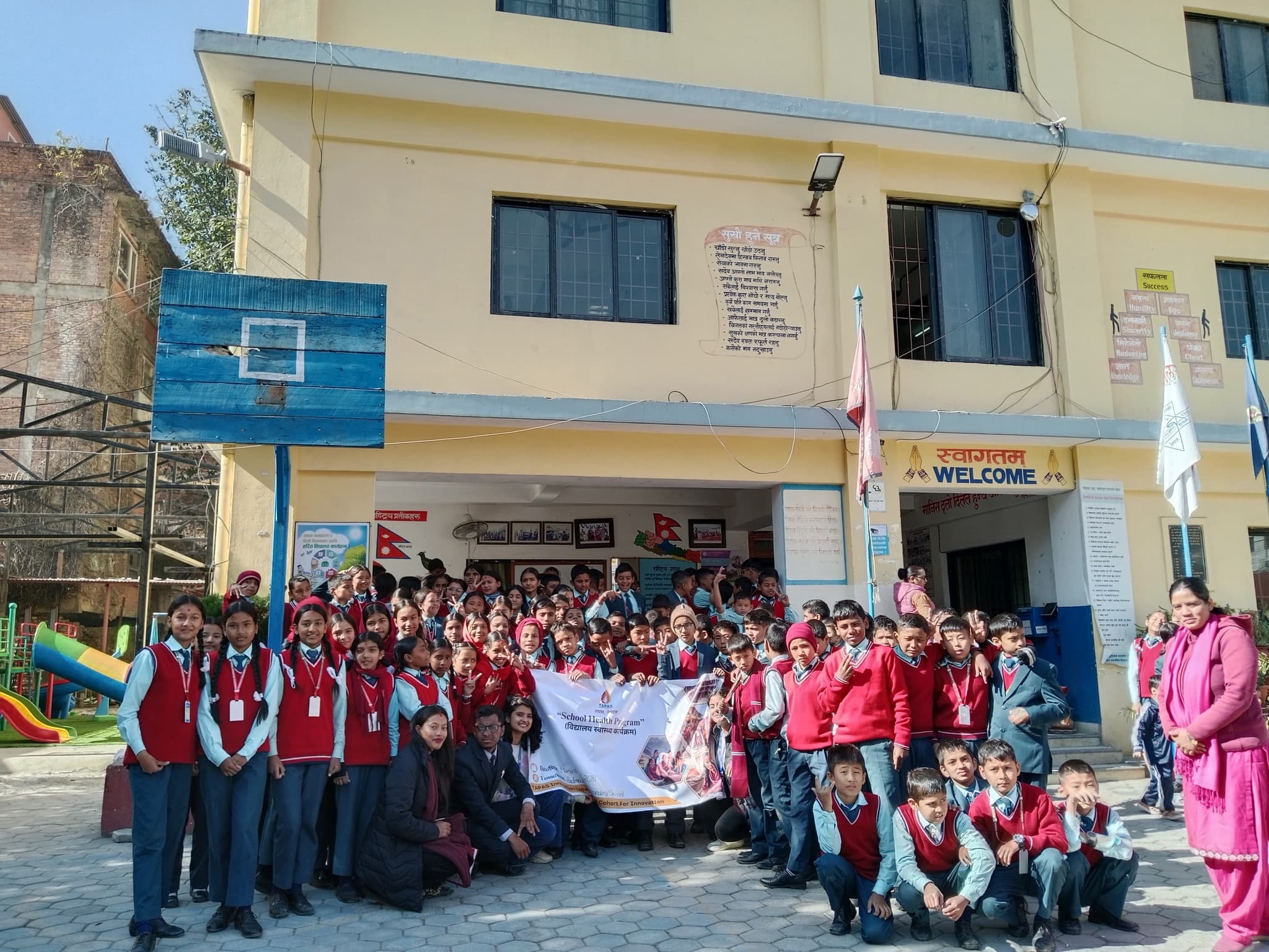 TAPAS Nepal cohort members with school students
