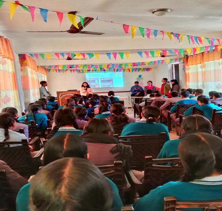Good Touch vs Bad Touch personal safety session — students attending session at Janasewa Secondary School, Kirtipur