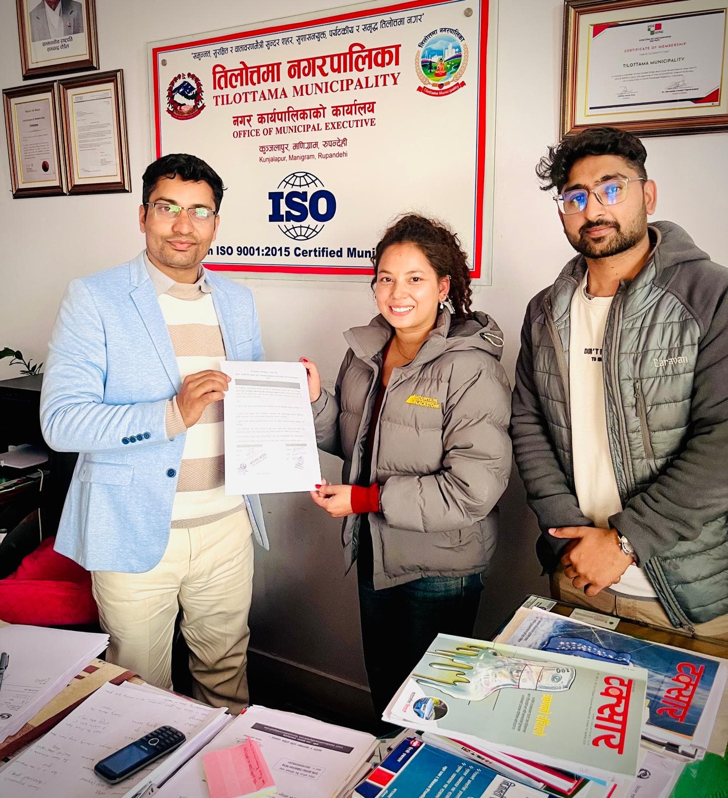 MoU signing between TAPAS Nepal and Tilottama Municipality for the Smoke-Free Palika initiative